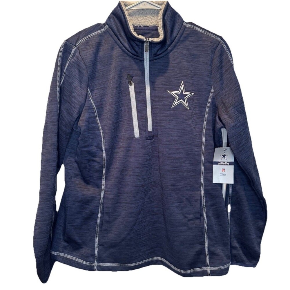 Dallas Cowboys NFL Team Apparel Womens 1/4 Zip Pullover Fleece Lined Top XL NEW
